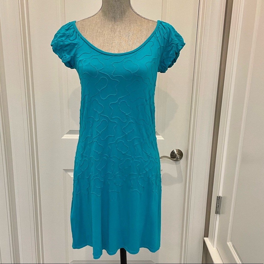 SOPHIE MAX TURQUOISE BLUE SHORT SLEEVE DRESS SIZE SMALL